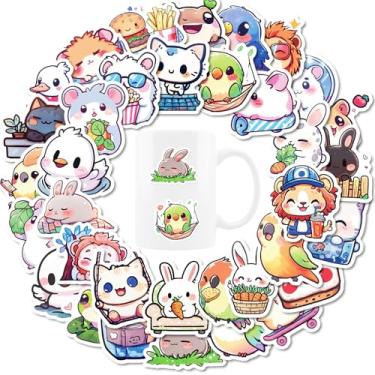 Imagem de CLYGER Adesivos de garrafa de água para crianças, pacote de adesivos de desenho animado de animais fofos - lembrancinhas de festa para crianças, meninos, meninas, presente de aniversário, capacetes de