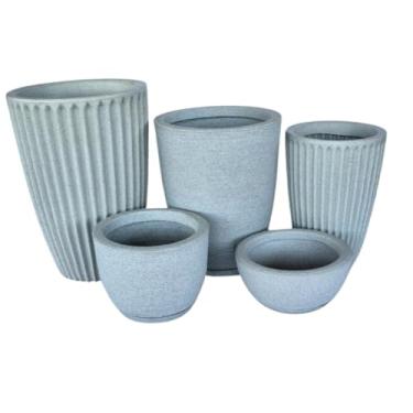 Imagem de Kit 5 Vasos P/Planta Romana P e M, Coluna bojo M, Bojo Escovado P, Bacia Pequena Decor Casa Jardim(Cinza)