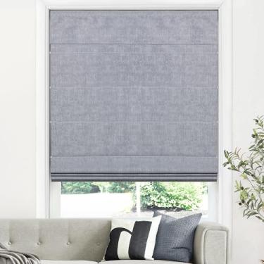 Imagem de LazBlinds Persianas romanas sem fio para janelas, persianas blackout com isolamento térmico, persianas de tecido leve para janelas internas, 91 cm L x 152 cm A, cinza