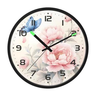 Imagem de SEHANY Relógio de parede de rosas para dia dos namorados, silencioso, sem tique-taque, operado por bateria, controle de som, luz noturna, relógios de parede para sala de estar, cozinha, quarto