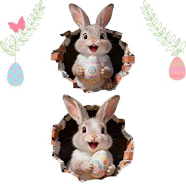 Imagem de Autocolantes Da Páscoa,Decalques Autoadesivos 3D De Coelhos E Ovos | Autocolantes para Álbum de Recortes,para Crianças, Família, Uso Interior e Exterior, Frigorífico, Planejador, Casa,