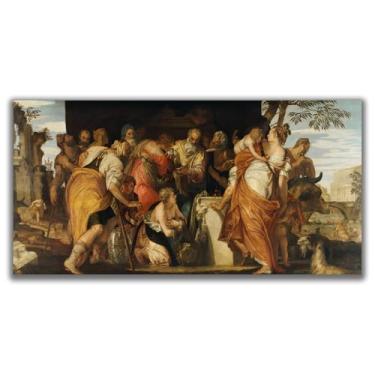 Imagem de Yomcut Arte de parede em tela Paolo Veronese - Pôster The Unintment of David - Cultura e arte religiosa, ilustrações históricas e culturais, decorações de parede de casa modernas sem moldura 12 x 24