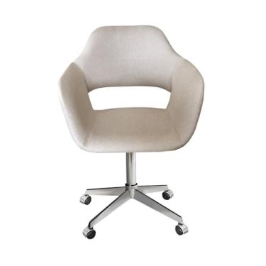 Imagem de Poltrona Decorativa Zara Pé Giratório de Metal Sala Recepção Bege