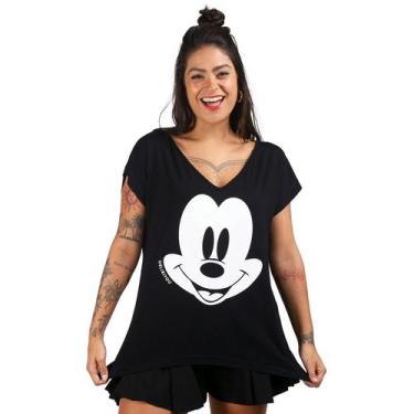 Imagem de Blusa maxi estampada mickey gola v - Deliriyou, M, Preto