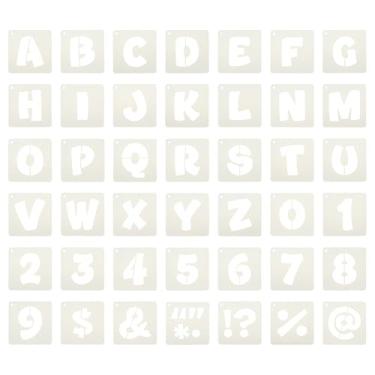 Imagem de PATIKIL Estêncil com número de letra de 3,8 cm, 42 peças de modelos quadrados reutilizáveis de letras e números para pintura na parede, sinalização de tecido de madeira, estilo letra maiúscula