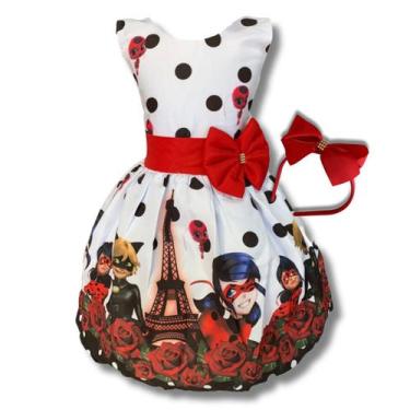 Imagem de Vestido Temático Infantil Menina Gata Bug E Seu Parceiro - Bento E Mar