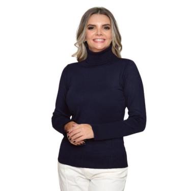 Imagem de Blusa Feminina De Tricô Com Elastano Manga Longa Gola Alta Inverno - S