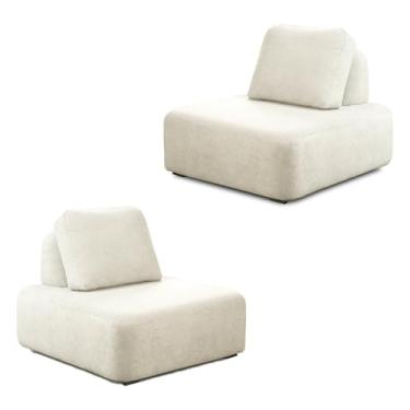 Imagem de KIt 2 Poltronas Decorativas Santiago Sala de Estar Pés em Madeira Bouclê Branco G89 - Gran Belo