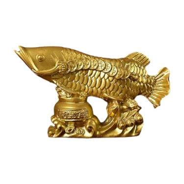 Imagem de IEUDNS Estátua de Peixe Feng Shui, Escultura Decorativa Robusta para Coleção, Estatueta de Peixe para Entrada, Estante ou Sala de Estar
