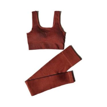 Imagem de Conjunto De Yoga Sem Costura Feminino, Roupa De Fitness 2 Peças, Sutiã