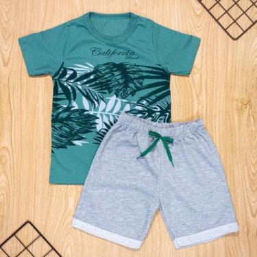 Imagem de Conjunto curto infantil 2 ao 10  algodão califórnia verde - Era Uma Ve