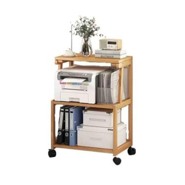 Imagem de Rack de armazenamento multifuncional para escritório, suporte para copiadora, mesa de impressora multicamadas (natural)