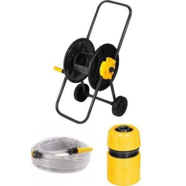 Imagem de Suporte Enrolador com rodas + Mangueira 20 metros Vonder