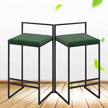 Imagem de KIDYBO Bancos de cozinha com encosto de veludo verde almofada grossa bar balcão altura banquetas casa bar bar quadrado 66 centímetros cadeiras de jantar para ilha de cozinha