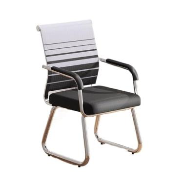 Imagem de KHUTRW3D Cadeira de escritório clássica confortável cadeira de conferência traseira de malha cromada base de metal para escritório em casa cadeira de estudo cadeira de trabalho (cinza)