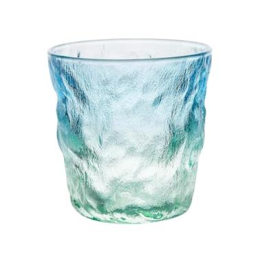 Imagem de Copos coloridos com padrão de geleira, copo de vidro gradiente para água, leite, suco, cerveja, coquetel