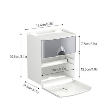 Imagem de Capa para caixa de lenços de papel Caixa de lenços com organizador e gaveta para guardar papel higiênico(Blue)