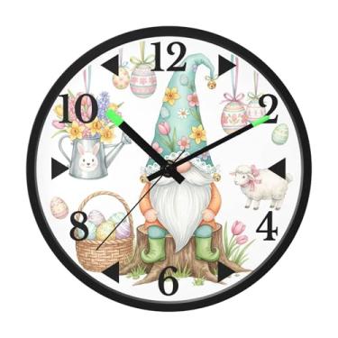 Imagem de STAYTOP Relógio de parede LED Easter Elves para quarto com brilho noturno, relógios de parede silenciosos de 30 cm para decoração de sala de estar, controle de som, relógio de parede moderno que