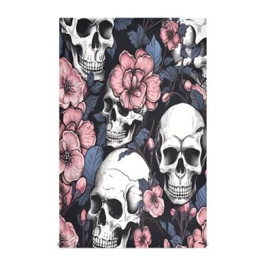 Imagem de Wassud Toalhas de cozinha crânio rosa panos de prato de cozinha 1 pacote panos de prato macios com laço para pendurar toalha de mão de secagem rápida super absorvente toalhas de chá de mesa