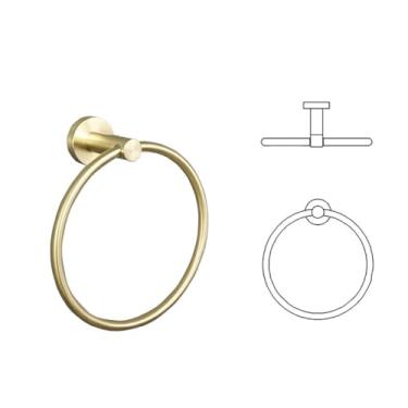 Imagem de Acessórios de banheiro dourados barra de toalha prateleira suporte de escova de vaso sanitário suporte de papel suporte de papel gancho de roupão dispensador de sabão anel de toalha, anel de toalha A