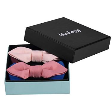 Imagem de Blueberry Pet Caixa de presente com pacote de 2 gravatas borboleta feitas à mão, escolha um conjunto versátil de gravata borboleta rosa acetinada, acessórios para animais de estimação para cães e gatos