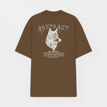Imagem de Camiseta Oversized Abstract Streetwear Estampada Lobo And Determination-Unissex