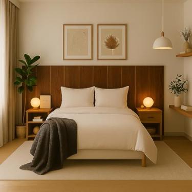 Imagem de Cabeceira em MDF Texturizado Fosco 225cm para Cama Box Casal Queen King | Painel Moderno para Quarto(Noce)