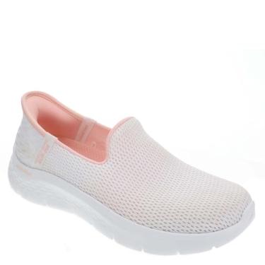 Imagem de Skechers Tênis feminino Hands Free Slip-ins Go Walk Flex-Relish, Branco/Rosa, 6.5 Wide