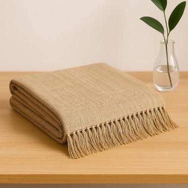 Imagem de Manta para sofá extragrande 3,00 x 1,80 metros Textura tijolo Algodão Decoração para quarto e sala de estar (KING 3.00x1.80M Caramelo Mescl)