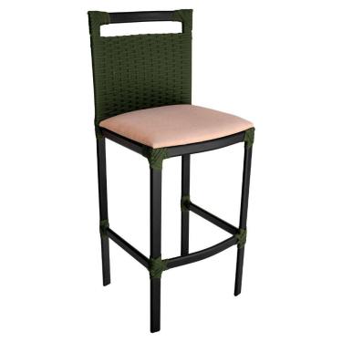 Imagem de Banqueta Alta Vigor Em Alumínio E Corda Náutica Verde Verde Com Areia