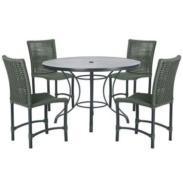 Imagem de Mesa Ascoli Com 4 Cadeiras Cannes De Alumínio Trama Verde