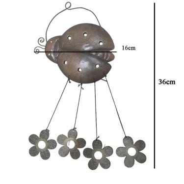 Imagem de Sino Dos Ventos Joaninha Flores Kit 3 Unidades Decoraçao Jardim Varanda Som Suave Relaxante Enfeite Quintal