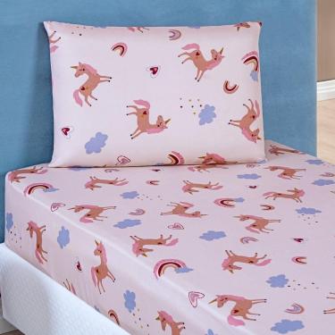 Imagem de Jogo De Cama Lençol Bouti Infantil Kids Solteiro 02 Peças - Unicórnio