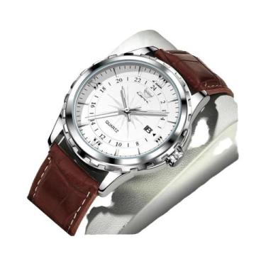 Imagem de Opk-relógio masculino de quartzo, pulseira de couro confortável, imper