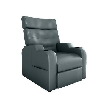 Imagem de Poltrona Do Papai Reclinável Premium Com Porta Copos E Porta Controle Toro Matrix Sintetico Cinza