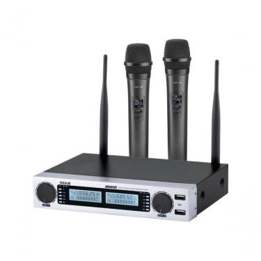 Imagem de Microfone De Mão Duplo Vokal Vlr-502 Cromado