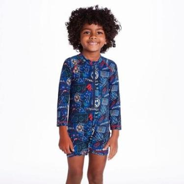 Imagem de Macaquinho Praia Infantil Proteção UV Football Marinho Tip Top-Masculino