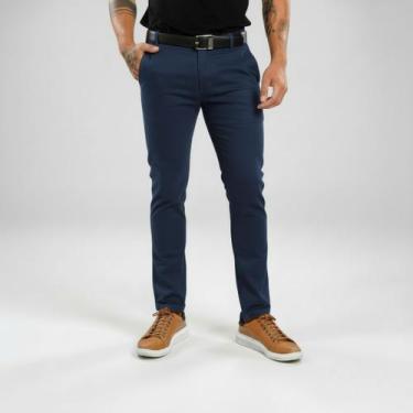 Imagem de Calça Social Sarja Masculina Esporte Fino - Mitchelgutto, Azul marinho