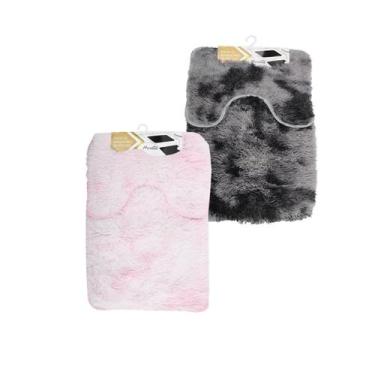 Imagem de Kit 4 Jogo Tapete Banheiro 4 peça Felpudo Antiderrapante Lanvanderia P