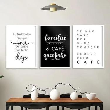 Imagem de Kit 3 Quadros Decorativos Família E Café 24X18Cm - Com Vidro