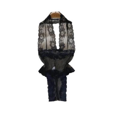 Imagem de Body Preto Sem Alças Com Costas Vazadas E Listras, Lingerie Sexy Estil