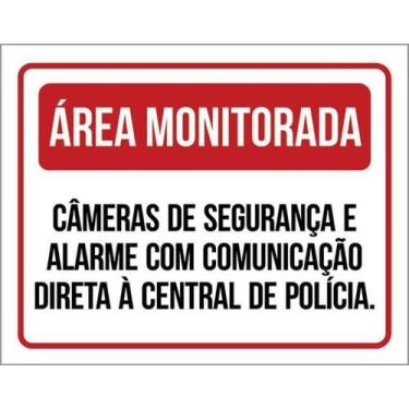 Imagem de Kit 3 Placa Área Monitorada Câmeras Segurança E Alarme 27X35 - Sinaliz