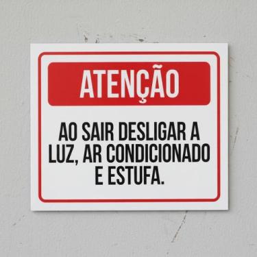 Imagem de Placa Acm Sair Desligar Luz Ar Condicionado Estufa 18X23 - Sinalizo