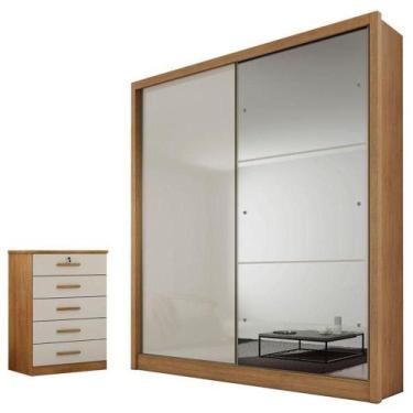 Imagem de Guarda Roupa Solteiro Dante Com Espelho E Gaveteiro Suiça Cumaru 25 Fe