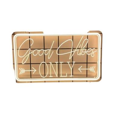 Imagem de Letreiro Neon 'Good Vibes Only' - Decoração De Parede LED Com Alimenta