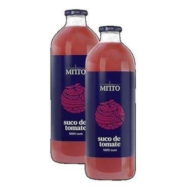 Imagem de Kit 2 Suco Tomate Integral Mitto Garrafa Vidro 1000Ml 1L