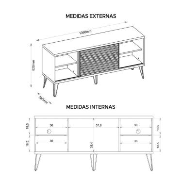 Imagem de Rack Bancada Para Tv Até 55 Pol Frizz 136cm Pés De Ferro