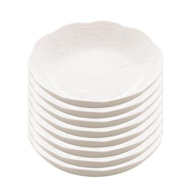 Imagem de Jogo 8 Prato Fundo Branco De Porcelana New Bone Butterfly Flower Flores 21cm Lyor