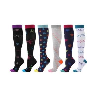 Imagem de Meias De Compressão Florais Com Estampa De Animais E Frutas, 6 Pares P