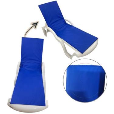 Imagem de Colchonete Almofadado De Espreguiçadeira P/piscina Azul Liso - DreamIn